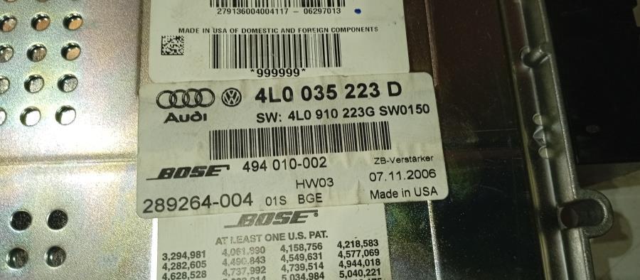 AMPLIFICADOR-DE-SONIDO-AUDI-Q7-3-0-V6-24V-TDI-233-CV-Ano-2006-Auto-Desguace-Luque